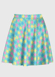 Harlequinn Pattern Pastel Clowncore Skirt - In Control Clothing