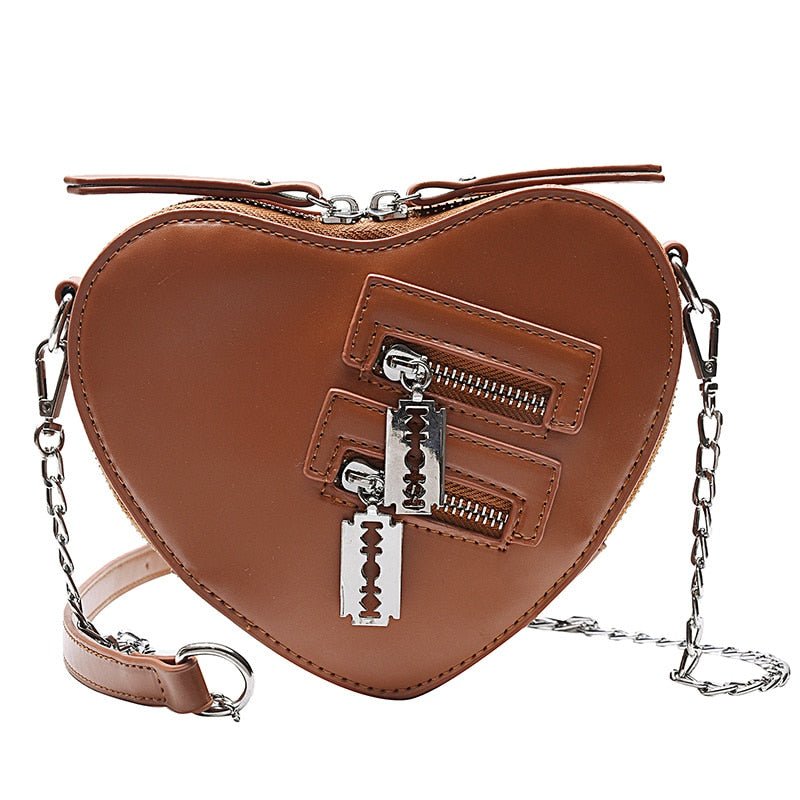 Heart Blade Zipper Chain Crossbody Bag - In Control Clothing
