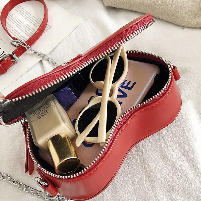 Heart Blade Zipper Chain Crossbody Bag - In Control Clothing