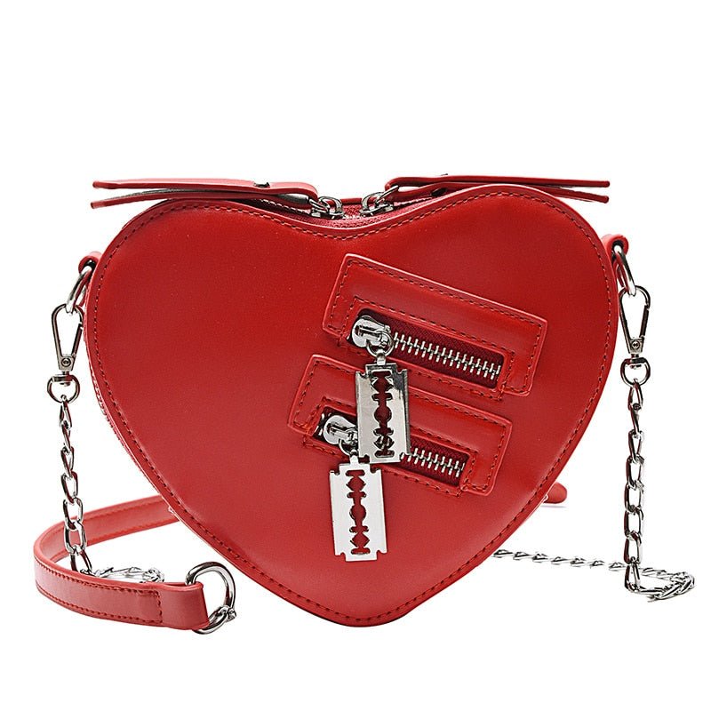 Heart Blade Zipper Chain Crossbody Bag - In Control Clothing