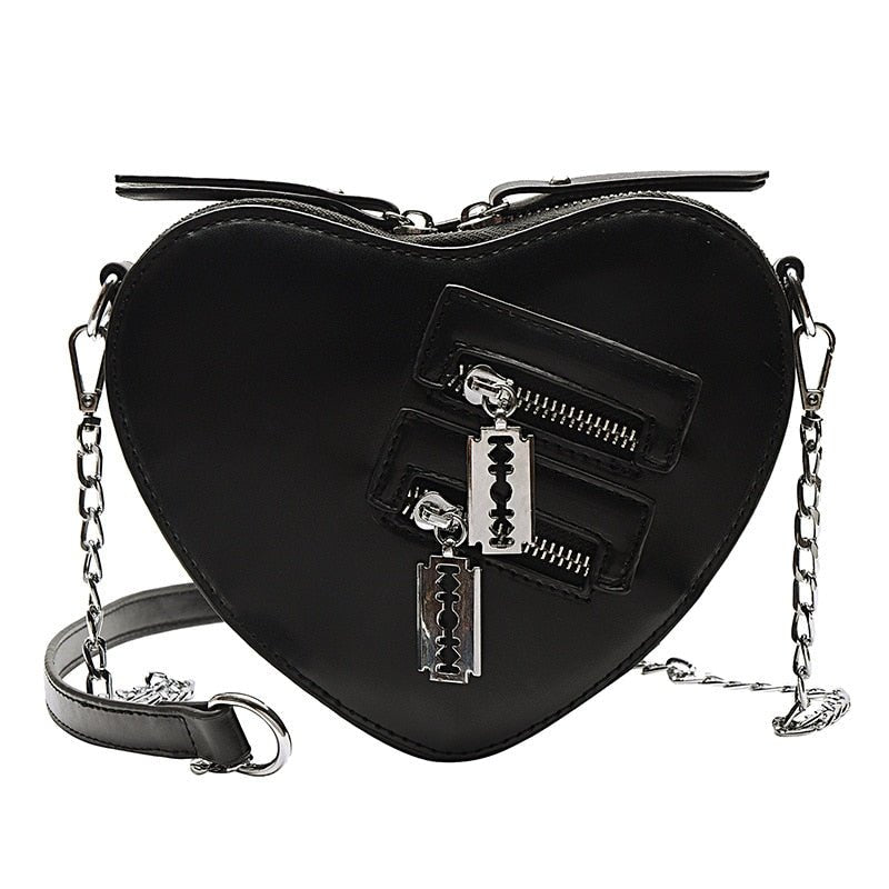 Heart Blade Zipper Chain Crossbody Bag - In Control Clothing