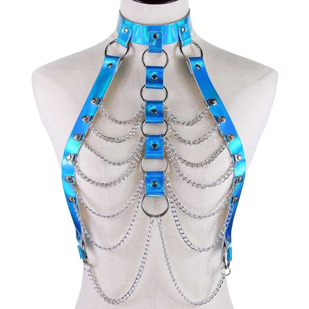 Holographic Body Chain Harness Rave Tops - In Control Clothing