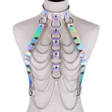 Holographic Body Chain Harness Rave Tops - In Control Clothing