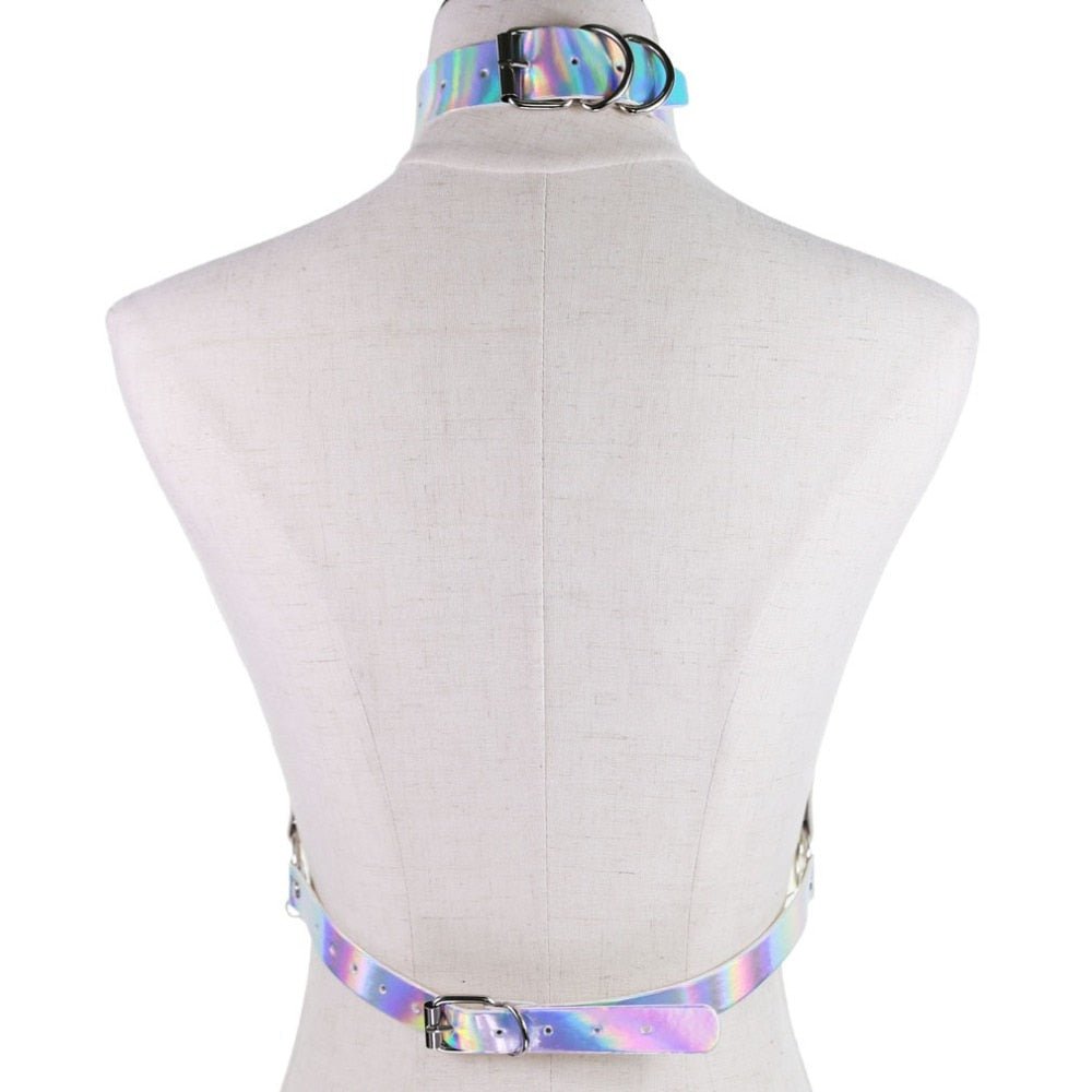 Holographic Body Chain Harness Rave Tops - In Control Clothing