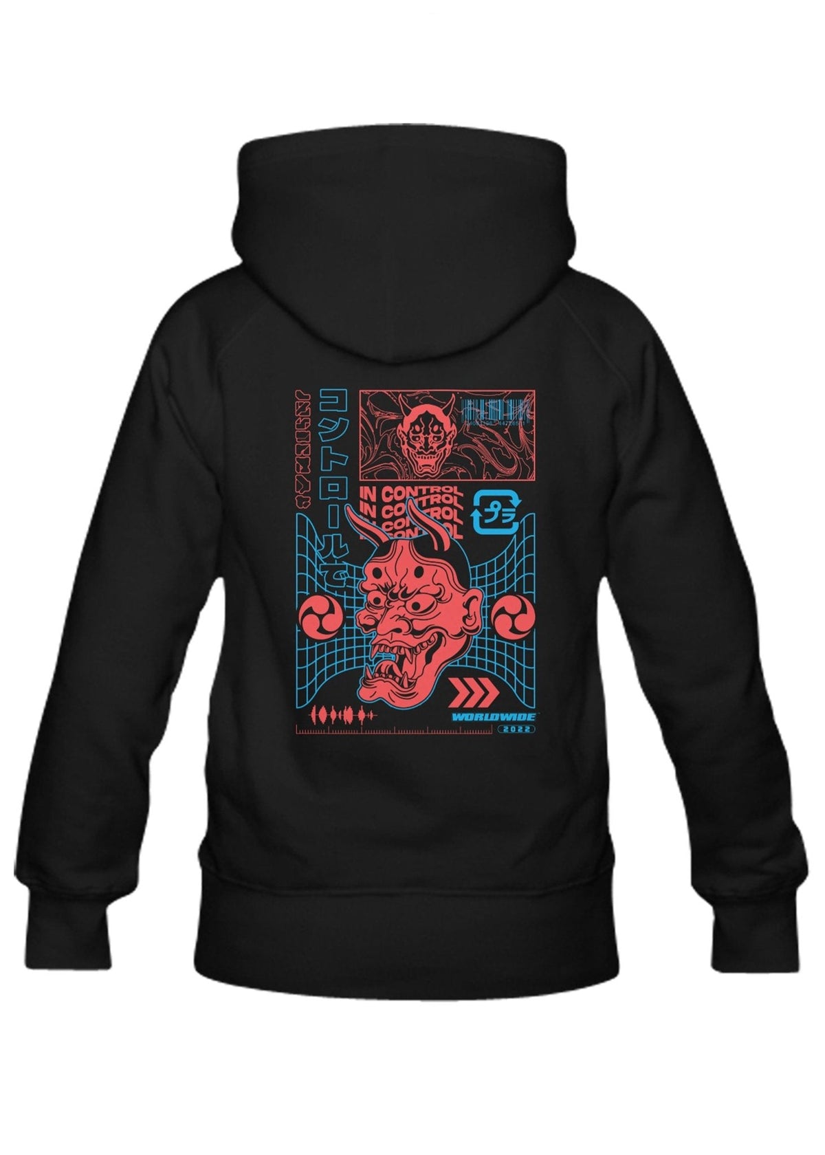In Control Hannya Mask Black Hoodie - In Control Clothing