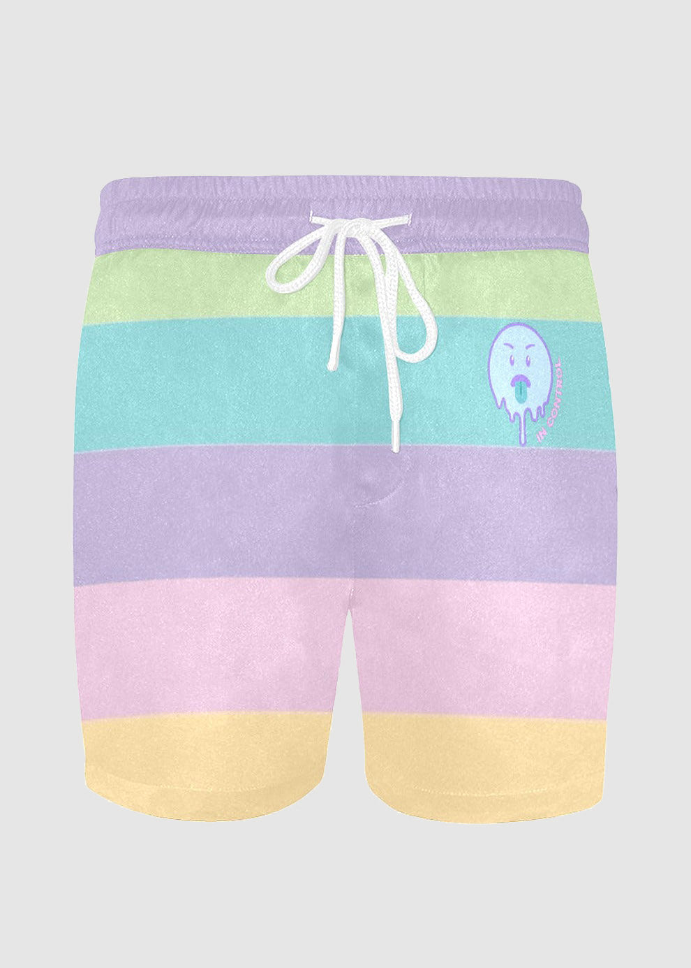 In Control Pastel Stripe Mens Mid Length Swim Trunks - In Control Clothing