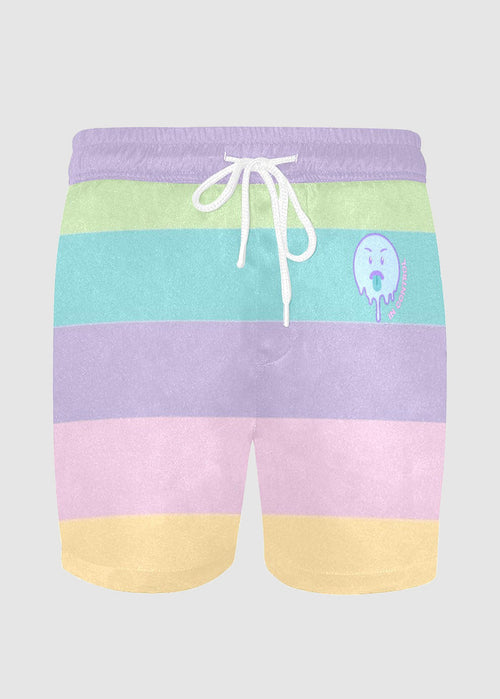 In Control Pastel Stripe Mens Mid Length Swim Trunks