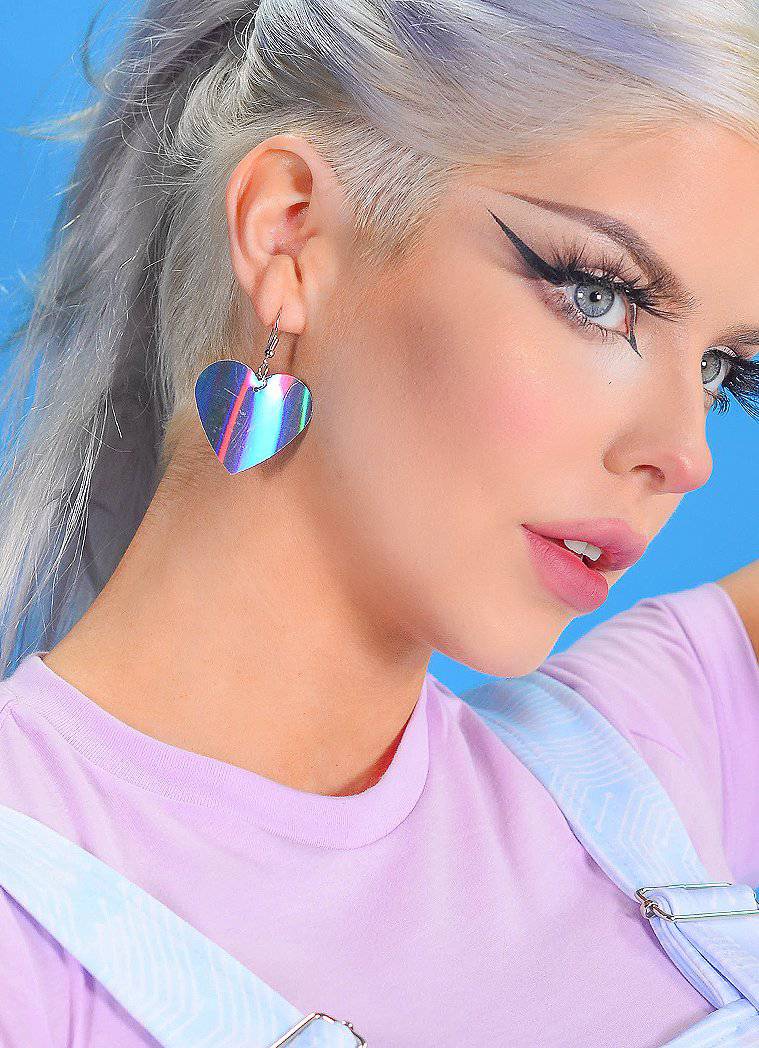 Iridescent Heart Shape Earrings - In Control Clothing