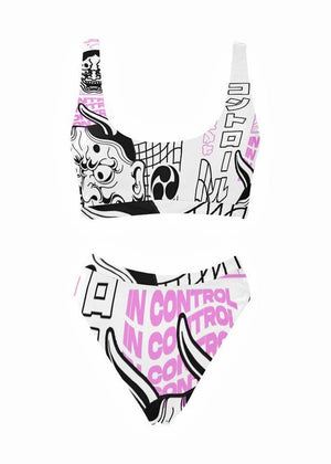 Japanese Hannya Mask Pattern Swimsuit