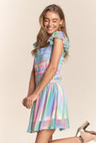 J.NNA Rainbow Smocked Mini Mesh Dress - In Control Clothing