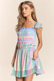 J.NNA Rainbow Smocked Mini Mesh Dress - In Control Clothing