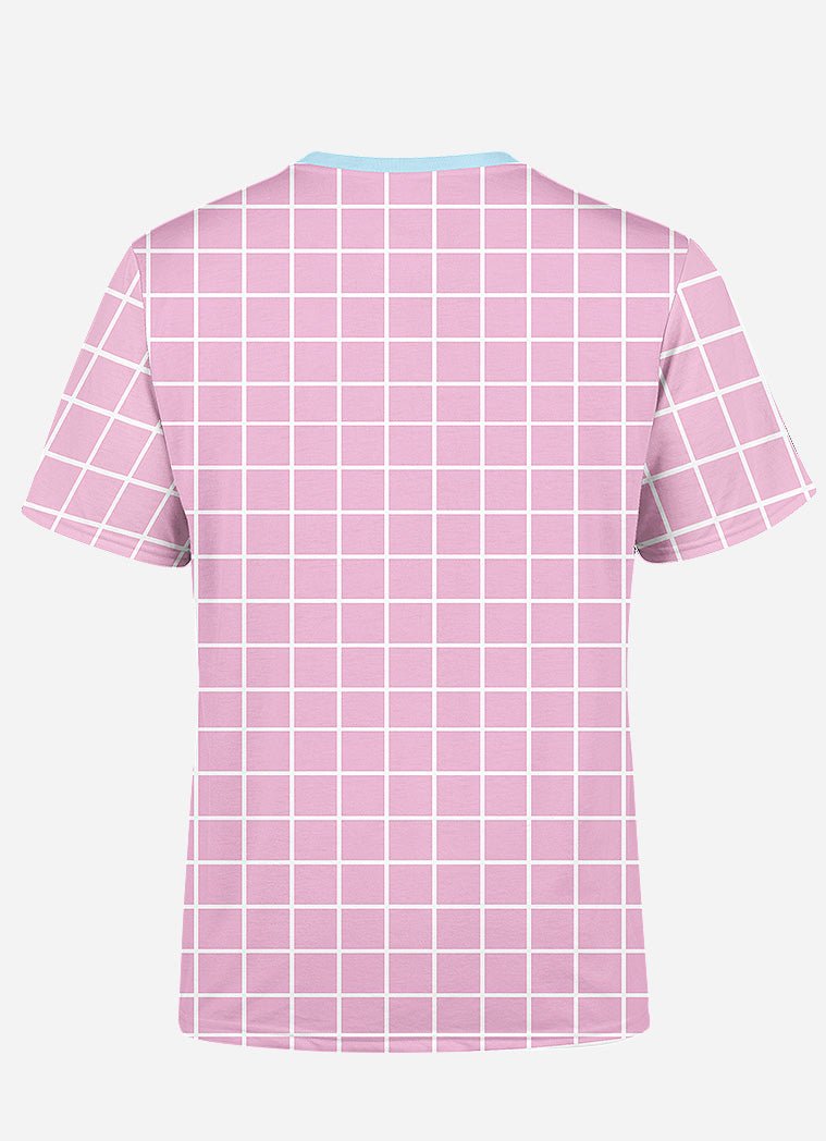 Kawaii Anime Grid Print T-Shirt - In Control Clothing