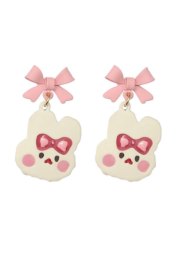 Kawaii Bow Bunny Cartoon Earrings - In Control Clothing