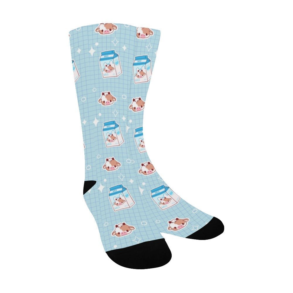 Kawaii Cow Milk Crew Socks - In Control Clothing