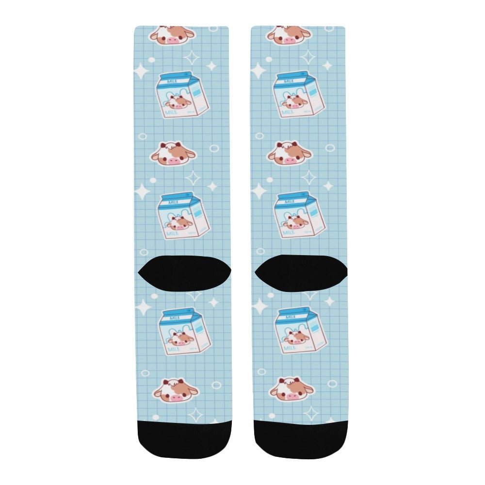 Kawaii Cow Milk Crew Socks - In Control Clothing