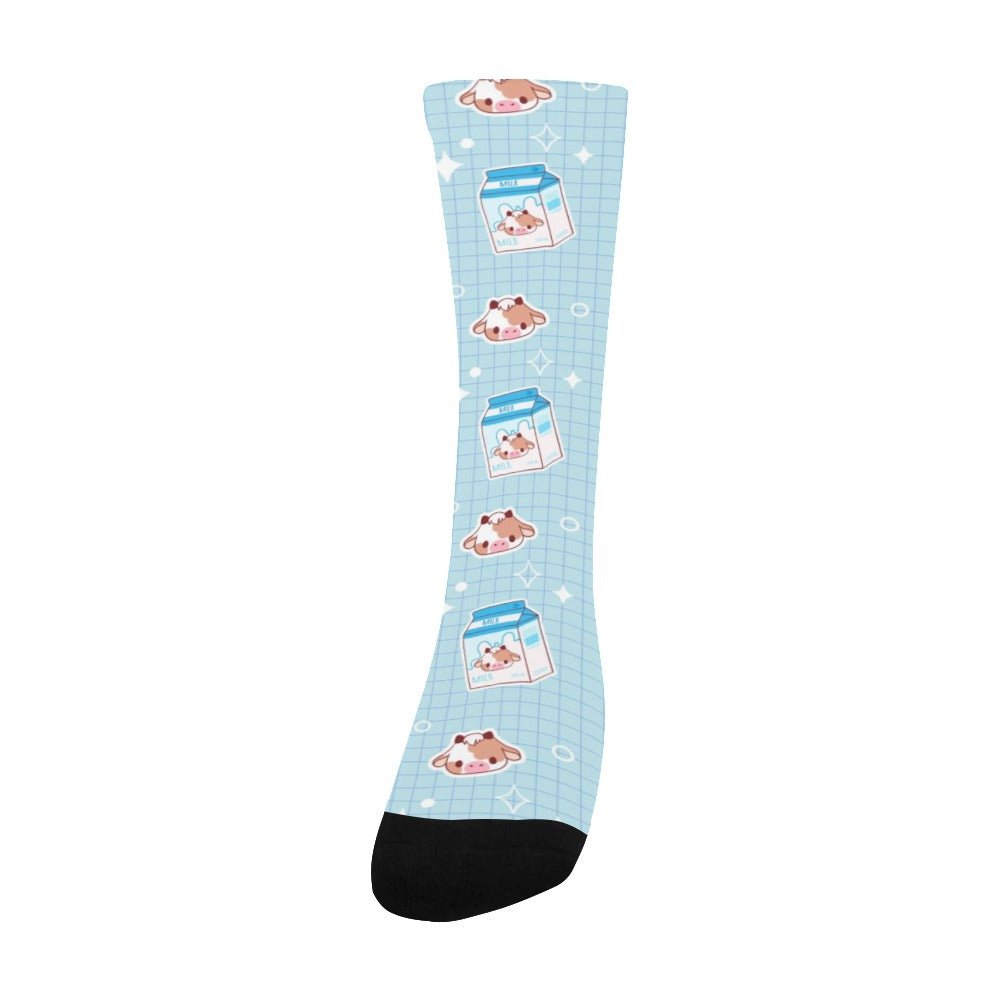 Kawaii Cow Milk Crew Socks - In Control Clothing
