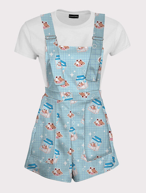 Kawaii Cow Print Overalls