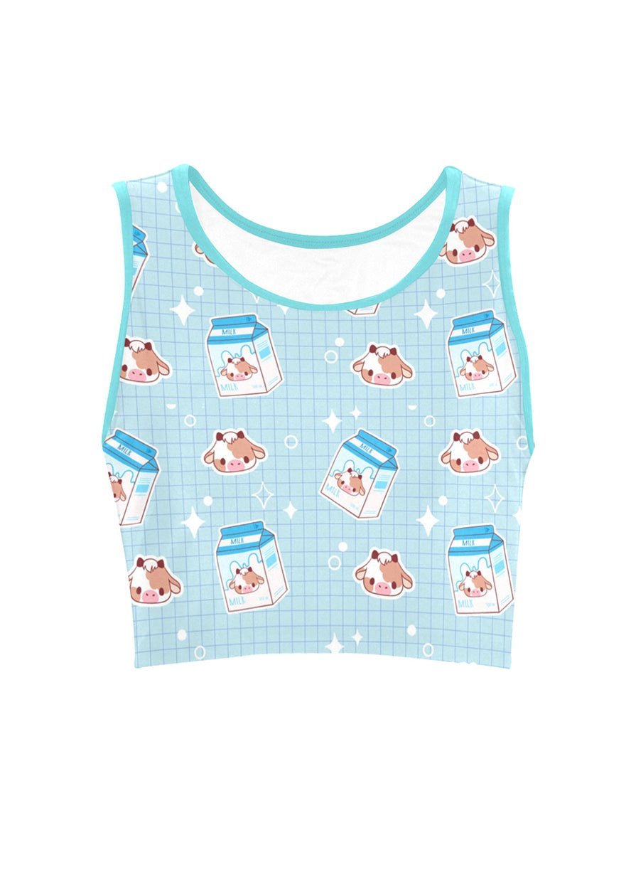 Kawaii Milk Cow Print Aesthetic Crop Top - In Control Clothing