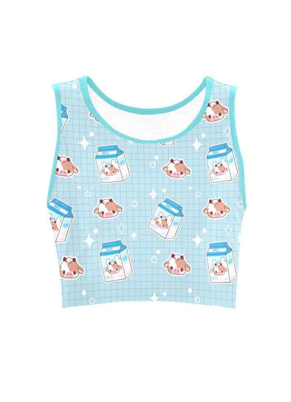 Kawaii Milk Cow Print Aesthetic Crop Top