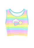 Kawaii Pastel Stripe Rainbow Crop Top - In Control Clothing