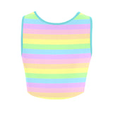 Kawaii Pastel Stripe Rainbow Crop Top - In Control Clothing