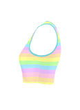 Kawaii Pastel Stripe Rainbow Crop Top - In Control Clothing