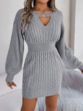 Knit Cutout Slit Sweater Dress - In Control Clothing