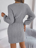 Knit Cutout Slit Sweater Dress - In Control Clothing