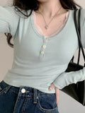 Lace Button Collar Button Top - In Control Clothing