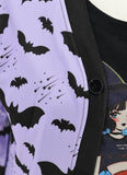 Lilac Bat Pattern Cardigan Sweater - In Control Clothing