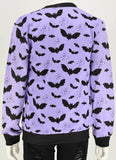 Lilac Bat Pattern Cardigan Sweater - In Control Clothing