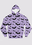 Lilac Bat Pattern Hoodie - In Control Clothing