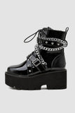 Mall Goth Chain Strap Boots - In Control Clothing