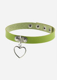 Mint Green Y2k Style Heart Pendant Choker Necklace - In Control Clothing