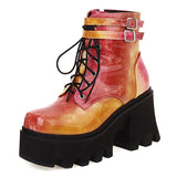 Multi Color Ankle Chunky Raver Boots - In Control Clothing