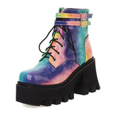 Multi Color Ankle Chunky Raver Boots - In Control Clothing
