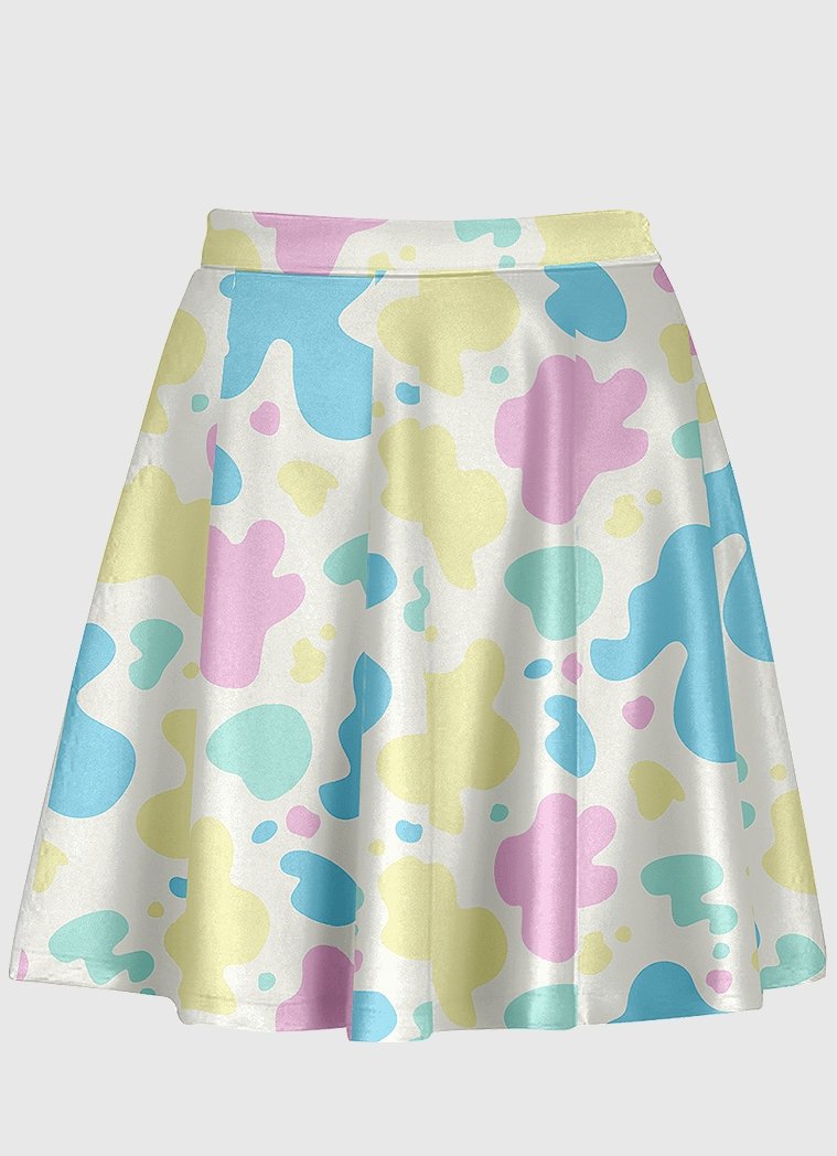 Pastel Cow Pattern Skirt - In Control Clothing