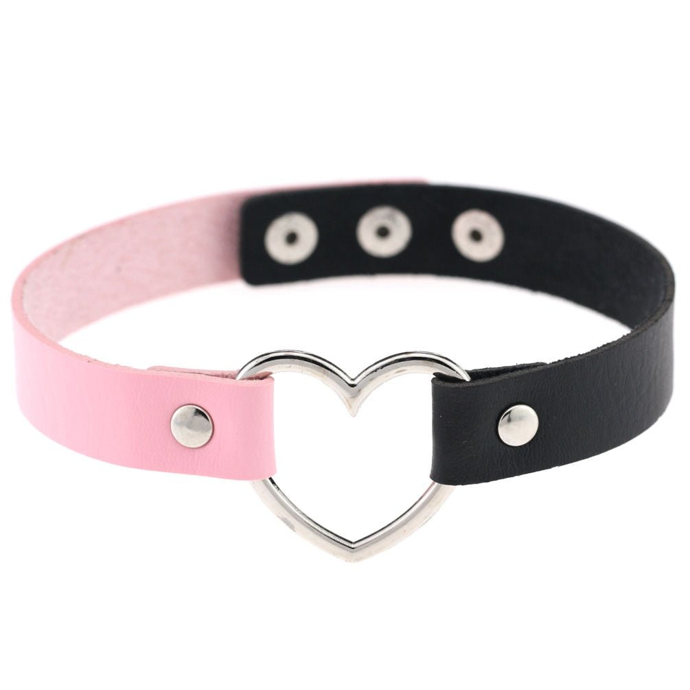 Pastel Goth Heart Pendant Choker Necklace - In Control Clothing