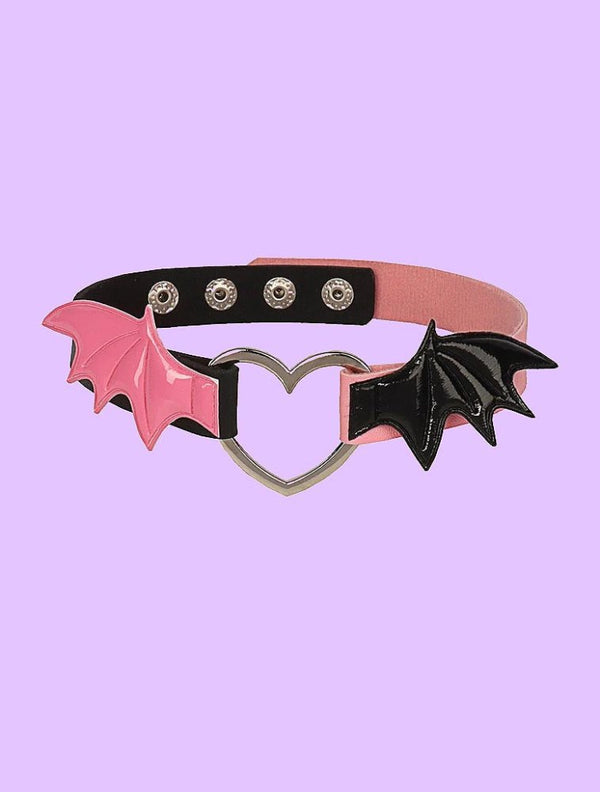 Pastel Gothic Heart Pendant Choker Necklace