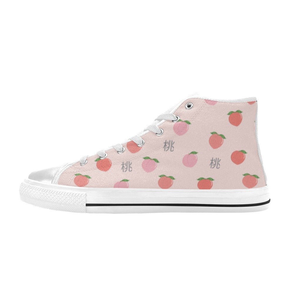 Peach Pattern Women's Classic High Top Shoes - In Control Clothing