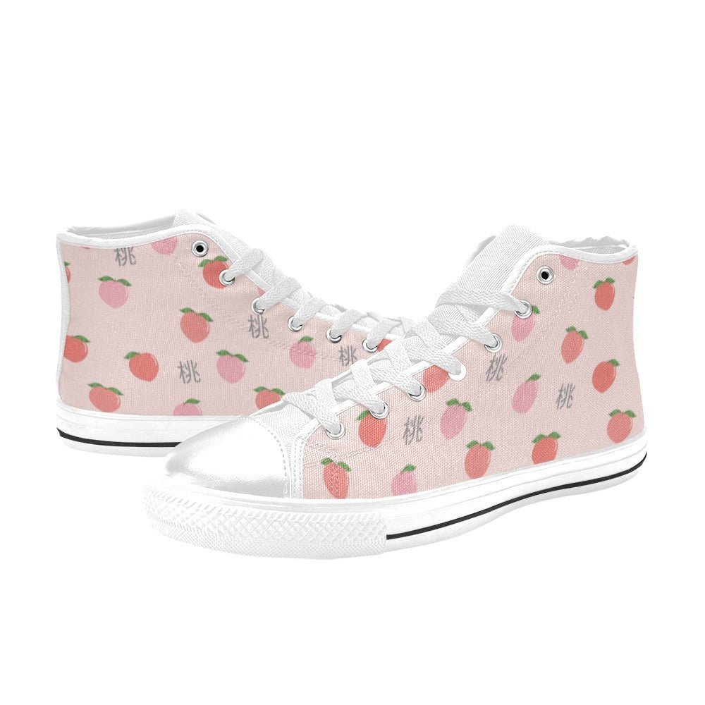 Peach Pattern Women's Classic High Top Shoes - In Control Clothing