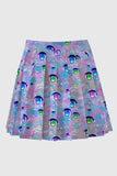 Plus Anime Eye Pattern Pleated Skirt - In Control Clothing