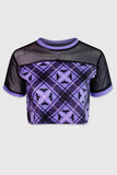 Plus Bat Plaid Mesh Top - In Control Clothing