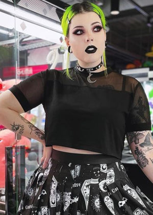 Plus Size Black Mesh Crop Top