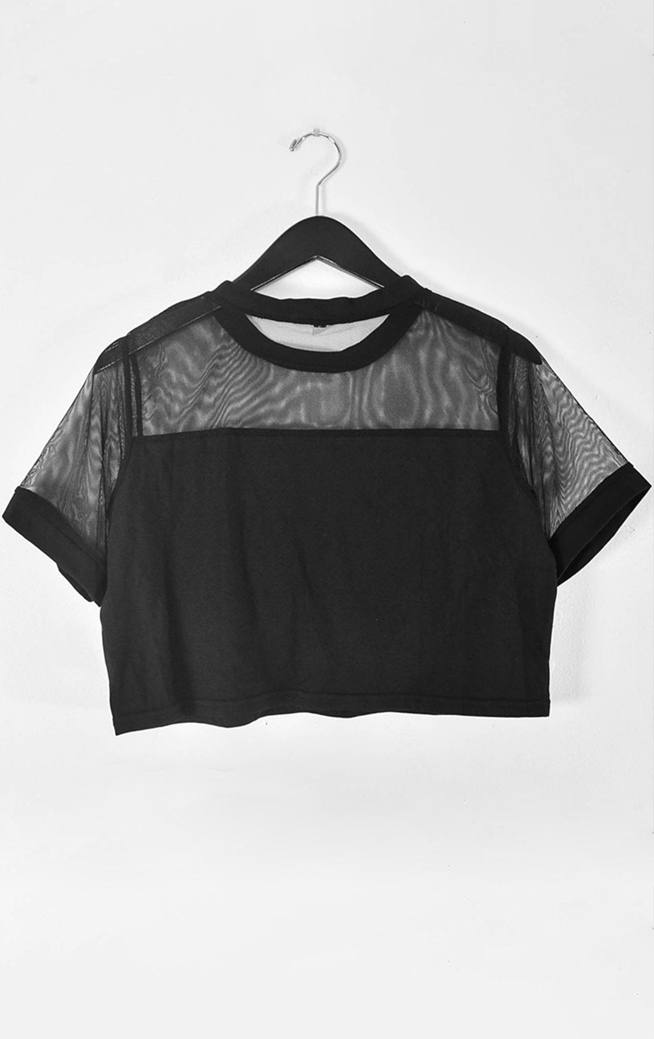 (Plus) Black Mesh Crop Top - In Control Clothing