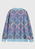 Plus Size Anime Eye Plaid Fleece Cardigan - In Control Clothing