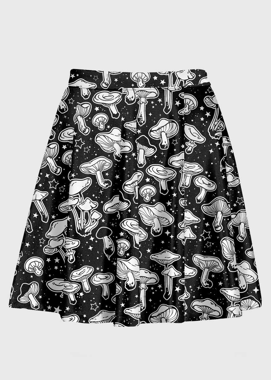 Plus Size Dark Academia Galaxy Mushroom Skirt - In Control Clothing