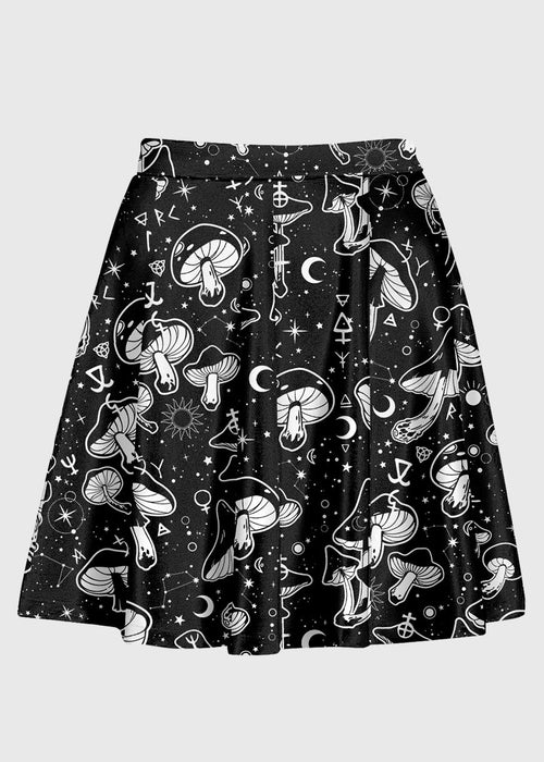 Plus Size Dark Academia Mushroom Astrology Pattern Skirt