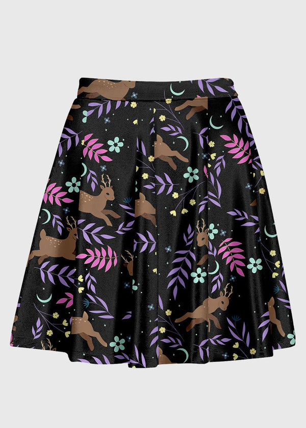 Plus Size Deer Floral Kawaii High Waist Skirt