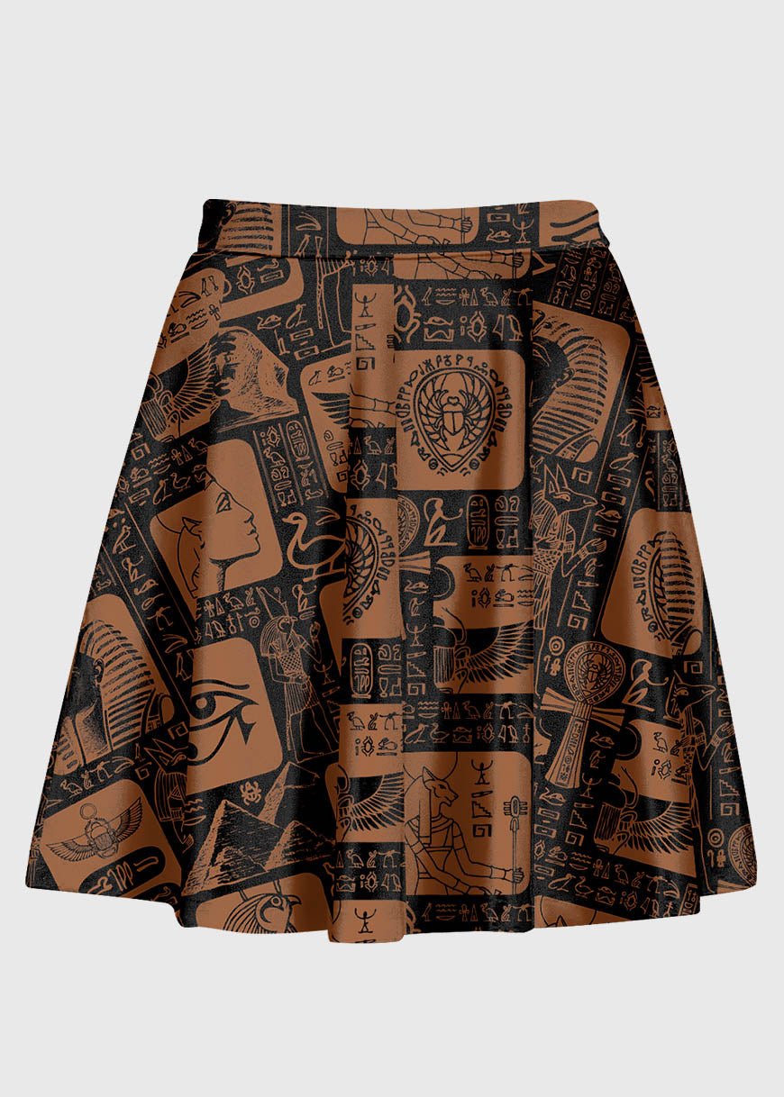 Plus Size Egyptian Hieroglyphs Pattern Skirt - In Control Clothing
